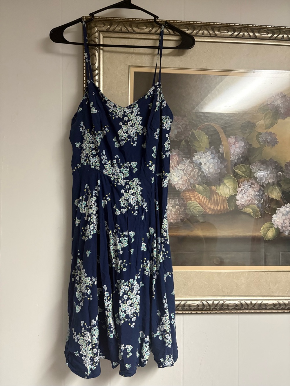 Old Navy M Tall navy floral summer dress, smocked back, boho style